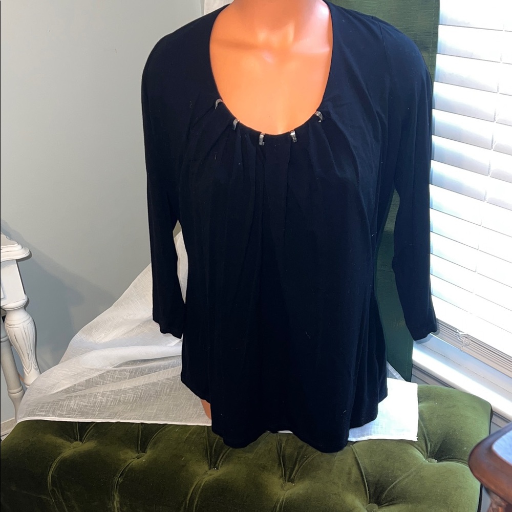WHBM-pleated front top with silver accents XL